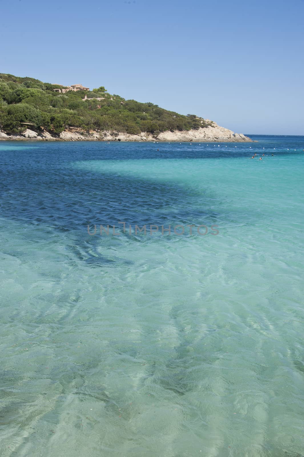 The wonderful colors of the sea in cala granu, a bay near Porto Cervo in Costa Smeralda