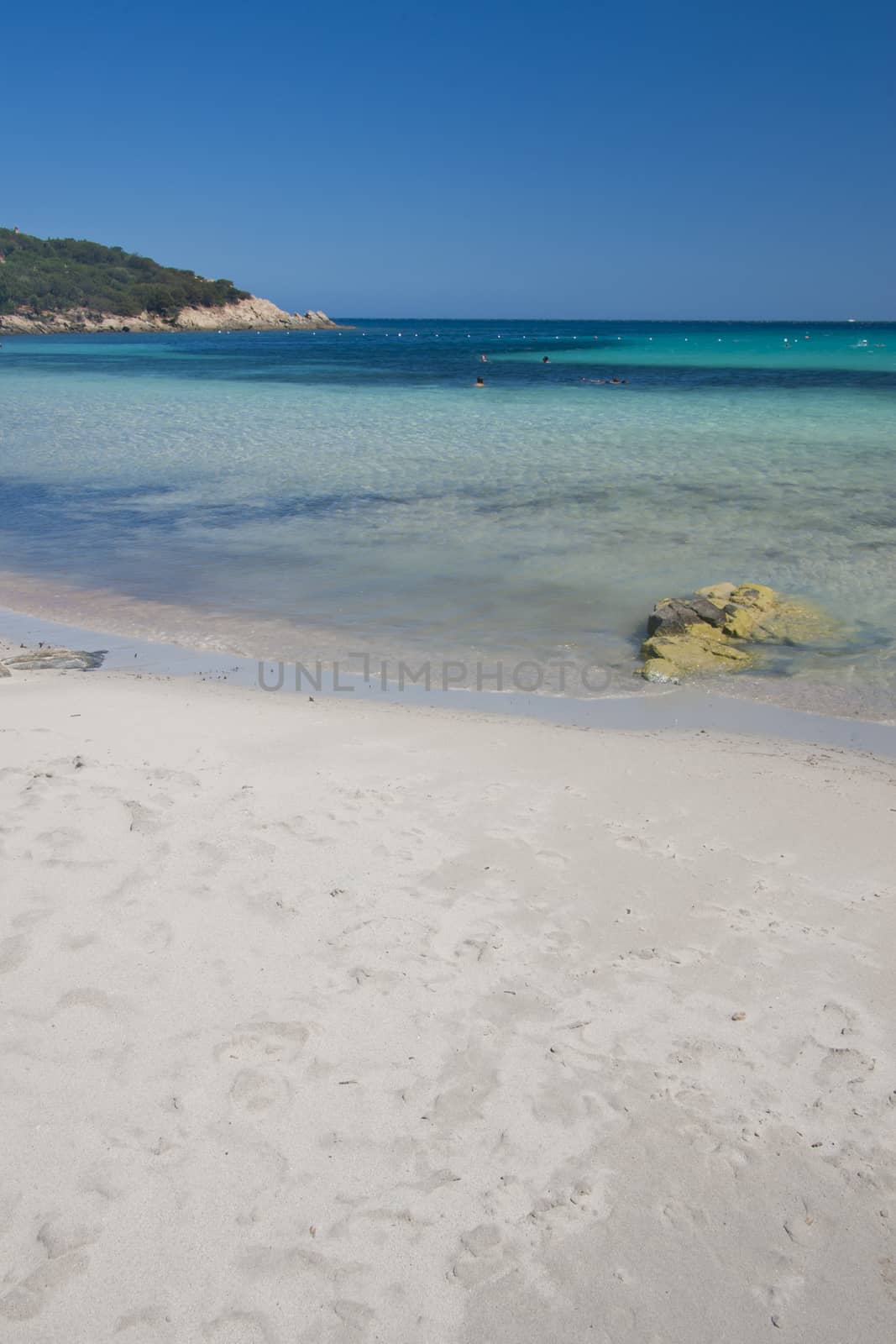 The wonderful colors of the sea in cala granu, a bay near Porto Cervo in Costa Smeralda