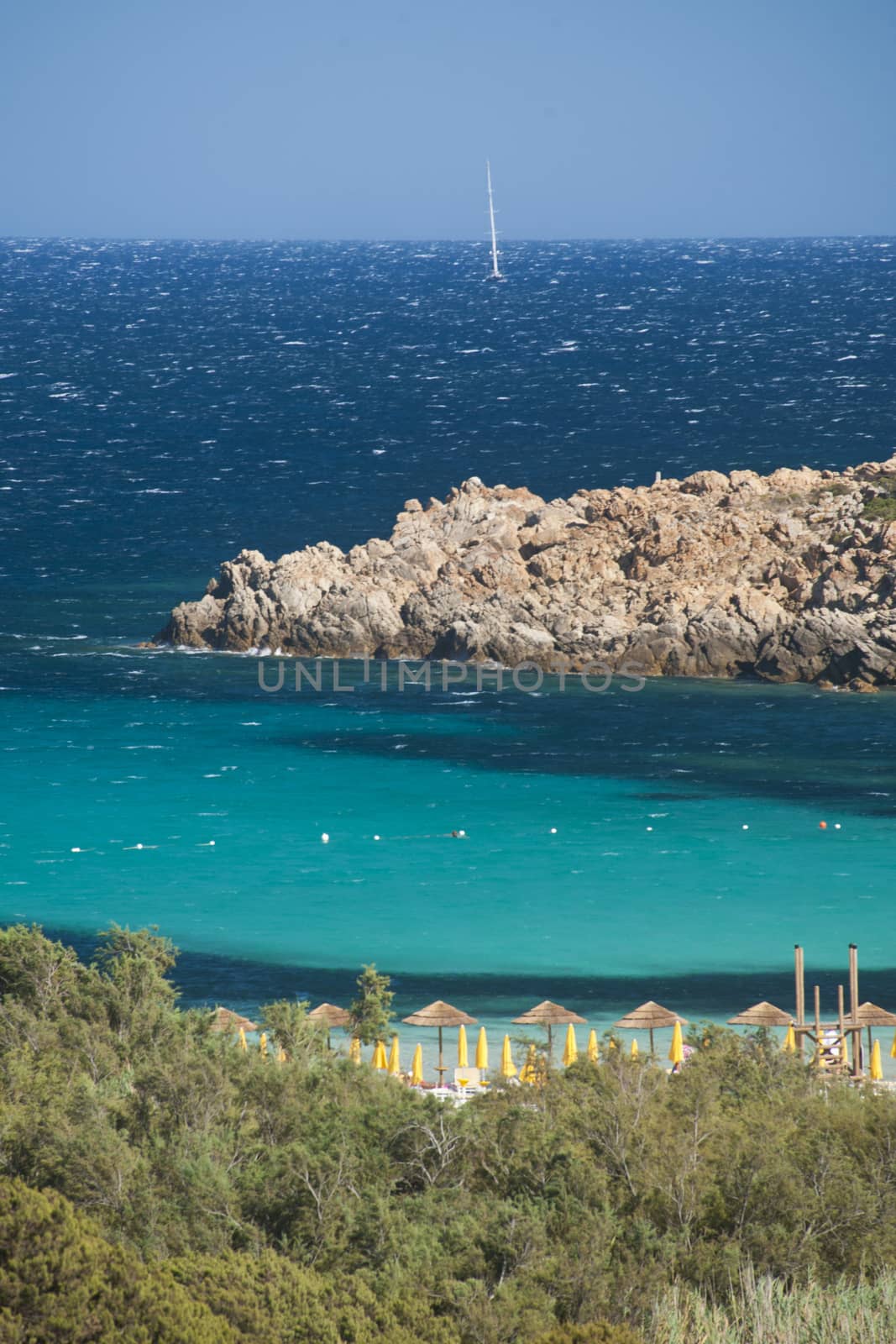 The wonderful colors of the sea in cala granu, a bay near Porto Cervo in Costa Smeralda