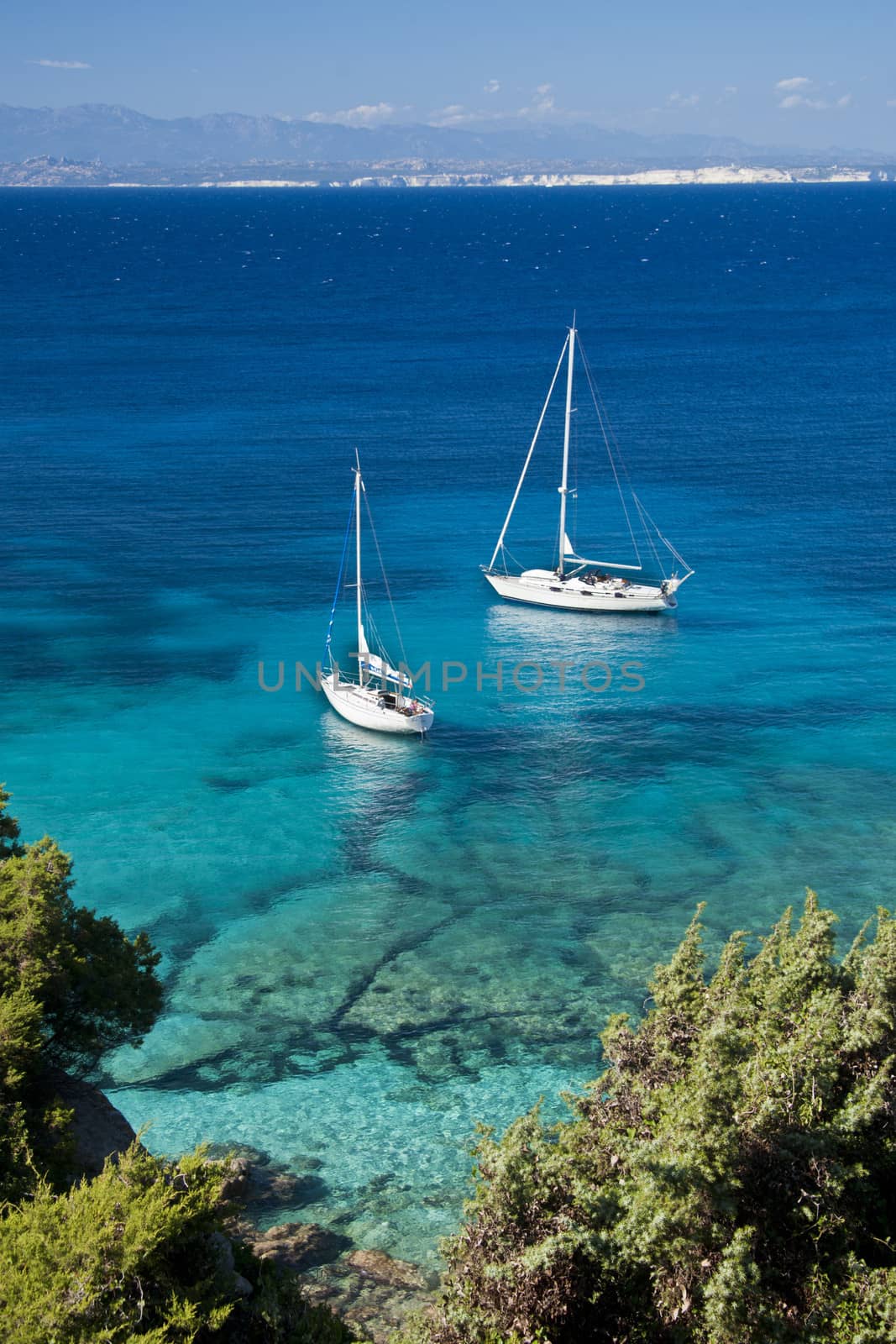 The wonderful colors of the sea in cala spinosa, a bay of Capo Testa, in Gallura