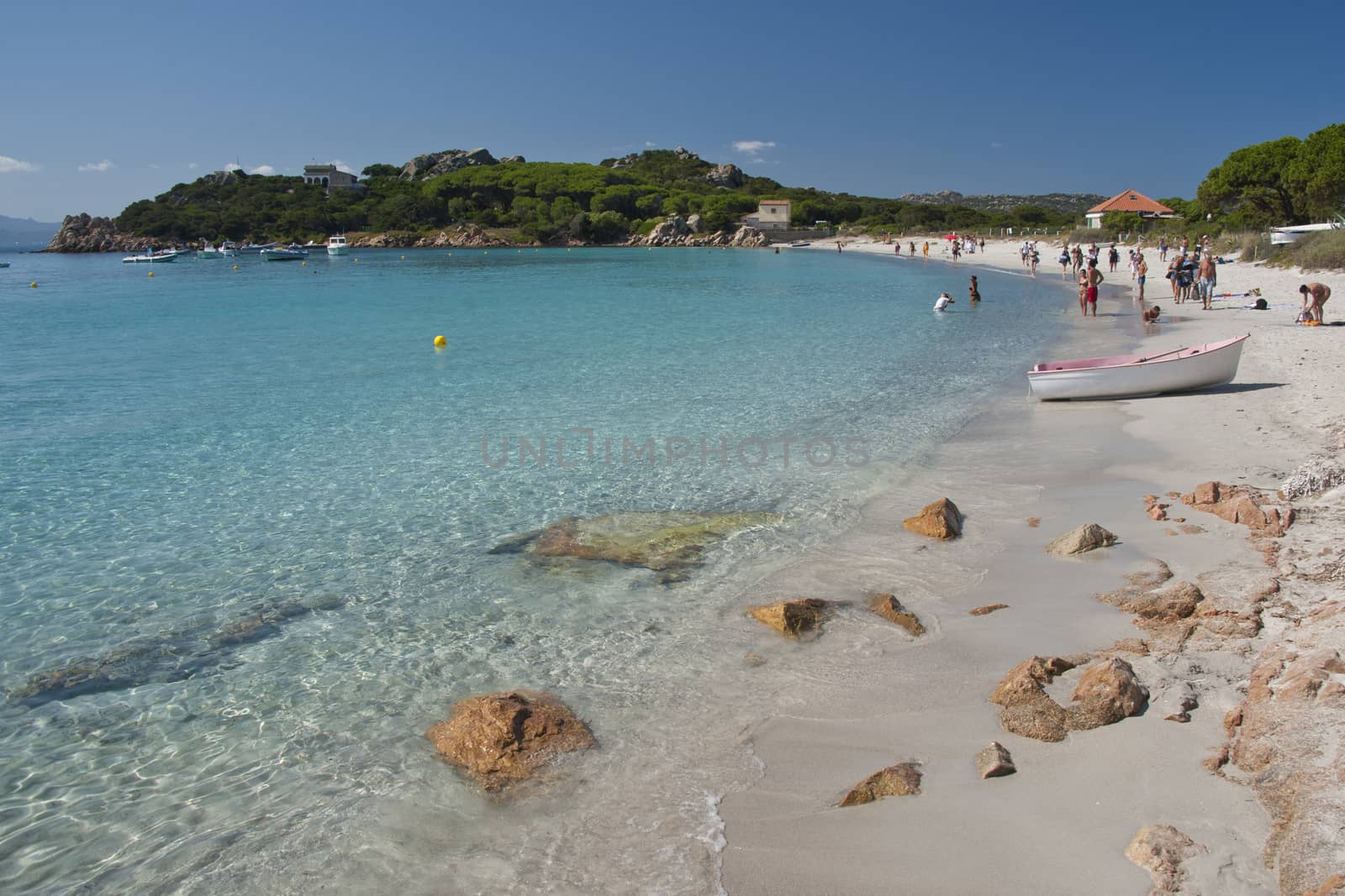 The wonderful colors of the sea in Santa Maria beach, an island of the La Maddalena archipelago in Sardinia, Italy