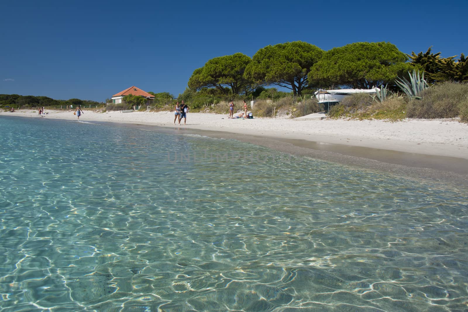 The wonderful colors of the sea in Santa Maria beach, an island of the La Maddalena archipelago in Sardinia, Italy