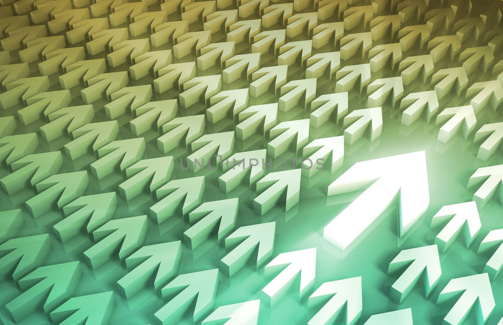 Arrows Abstract Concept with Glowing Large Arrow