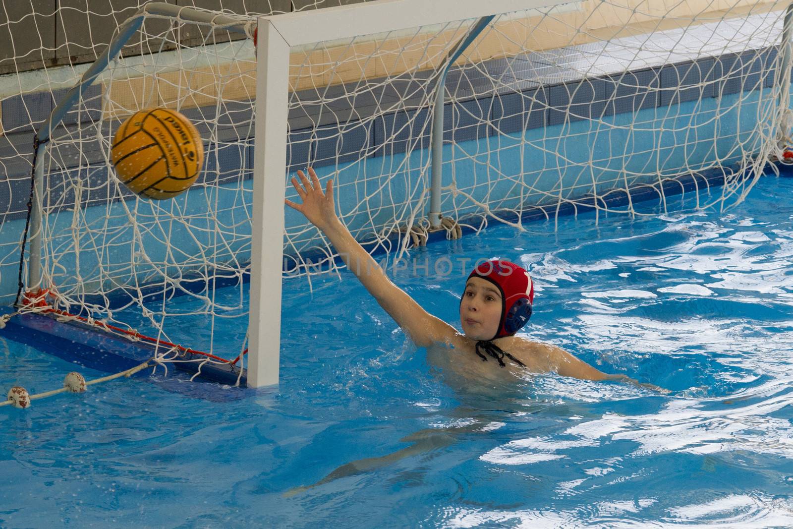 game action during a water polo match