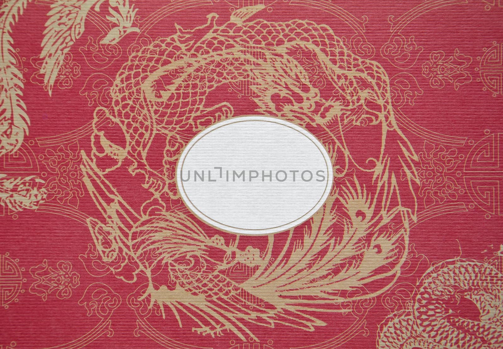 Golden Dragon and Swan on a Red Background Paper