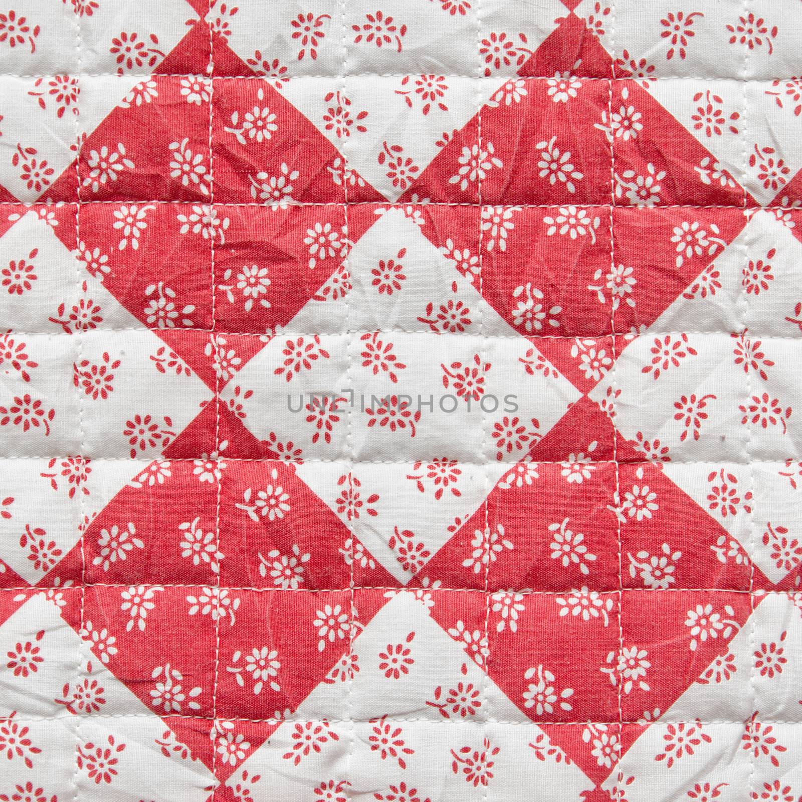 Red Square with Flowers Fabric Texture