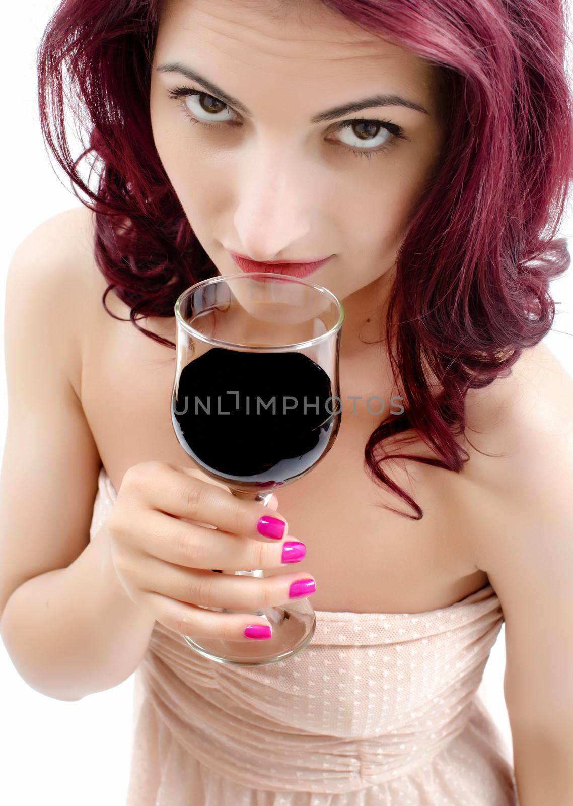 Beautiful women drinking a glass of red wine