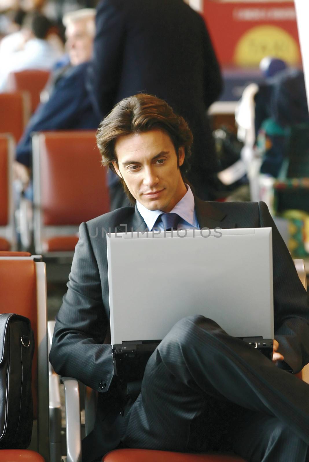 businessman sitting in the airport b by toocan