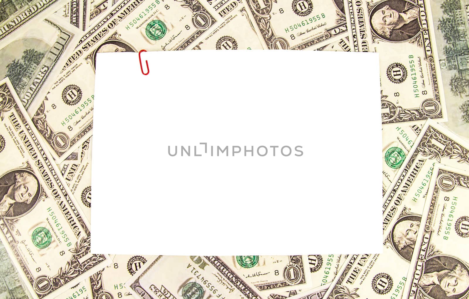 Dollar bill currency border isolated on white background