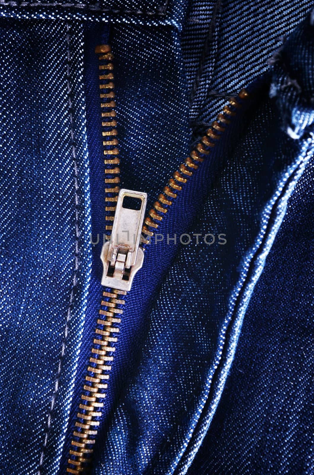 Blue denim jeans zipper by pixbox77