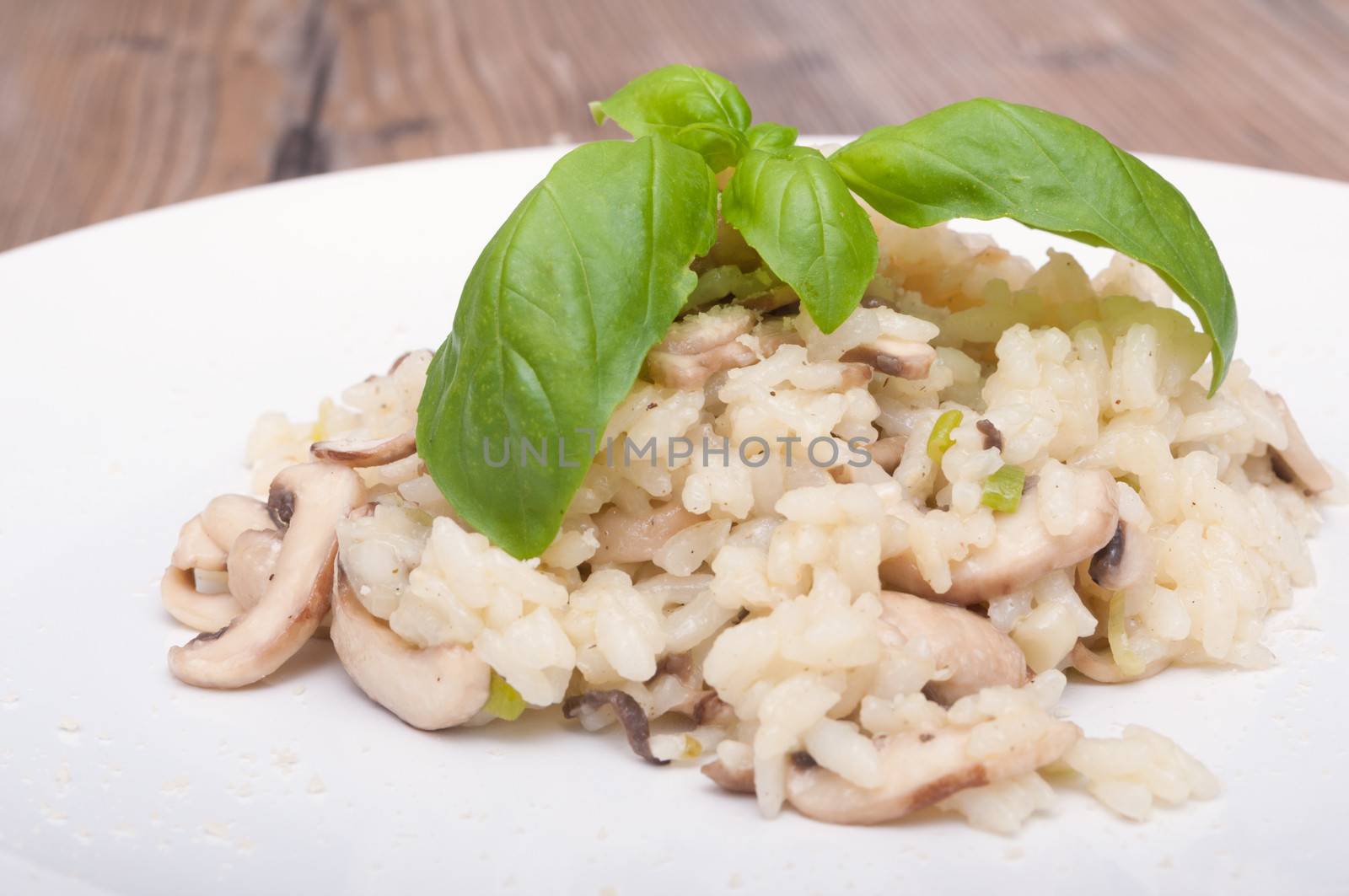 Typical Italian Risotto With Mushrooms - Risotto Con Funghi