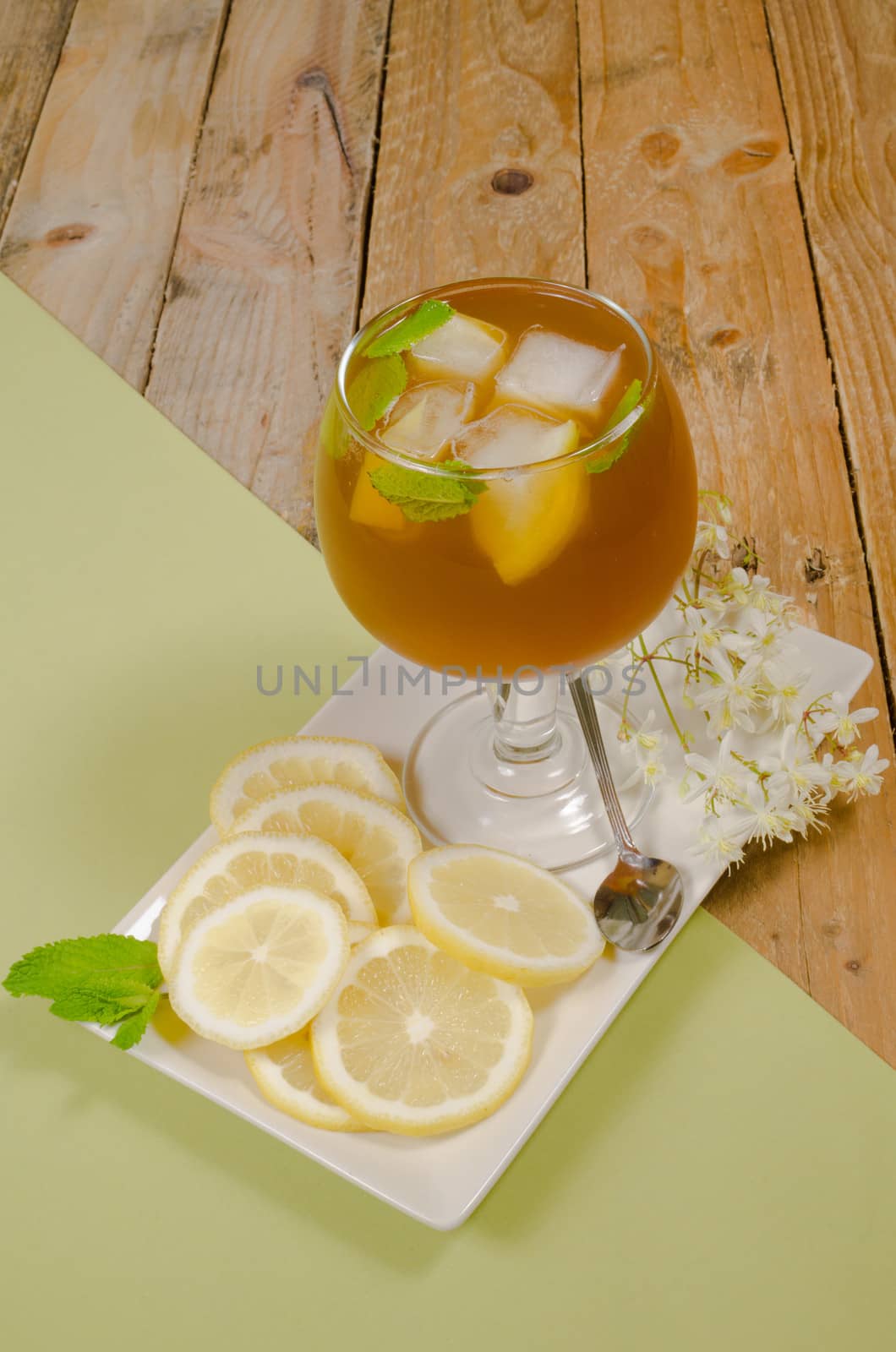 Glass of iced tea, a summer refreshment