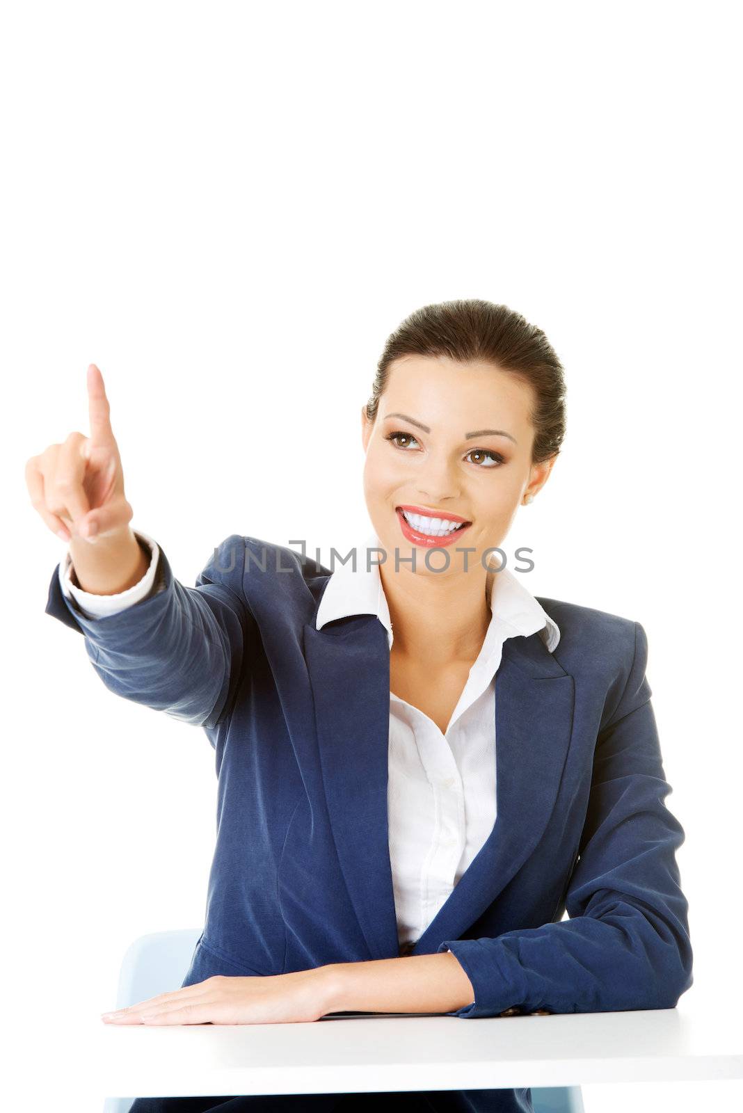 Businesswoman making choose on abstract screen by BDS