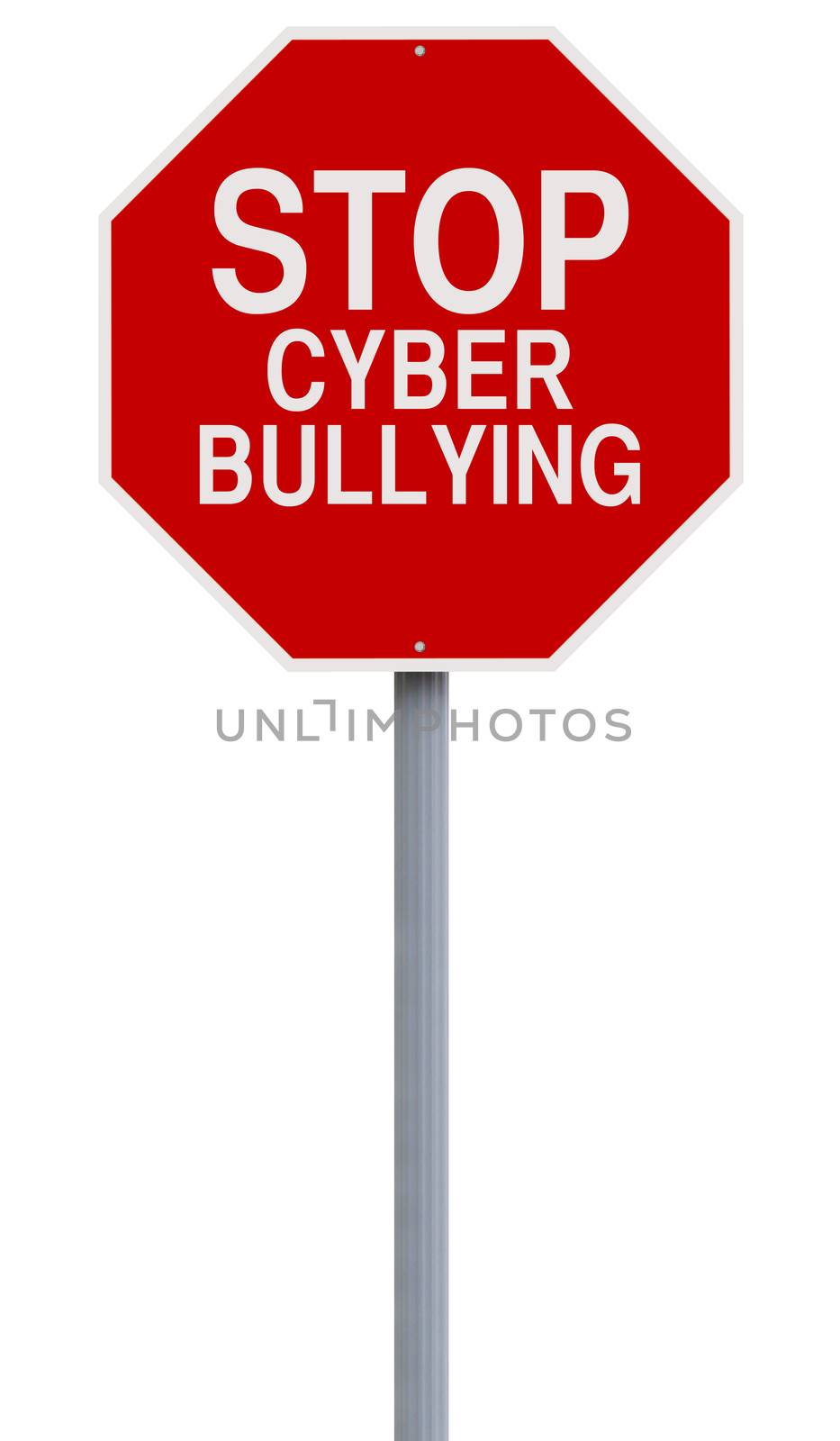 A modified stop sign on Cyber Bullying