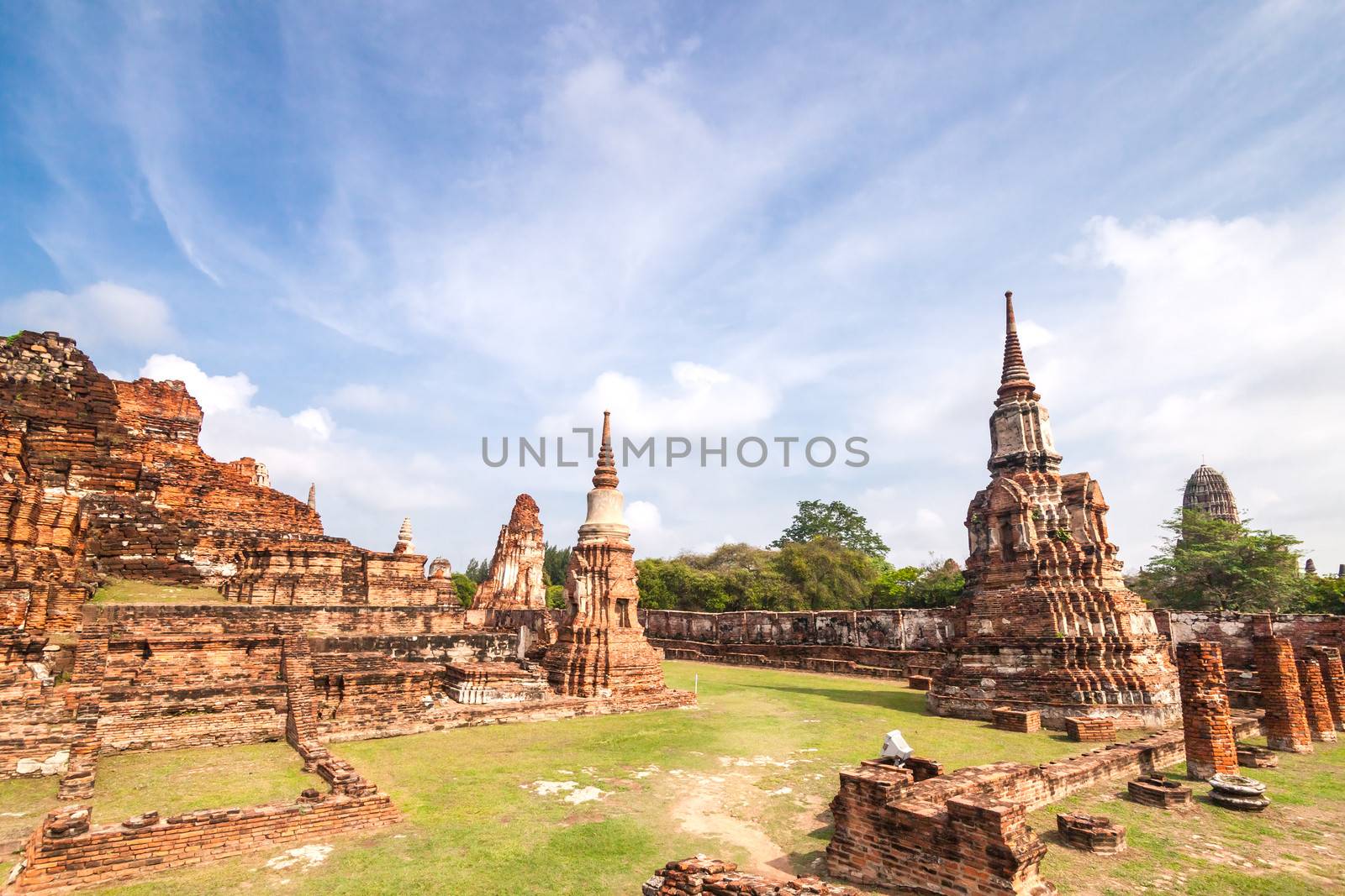 Ancient temple of Ayutthaya, Wat Mahathat, Thailand.