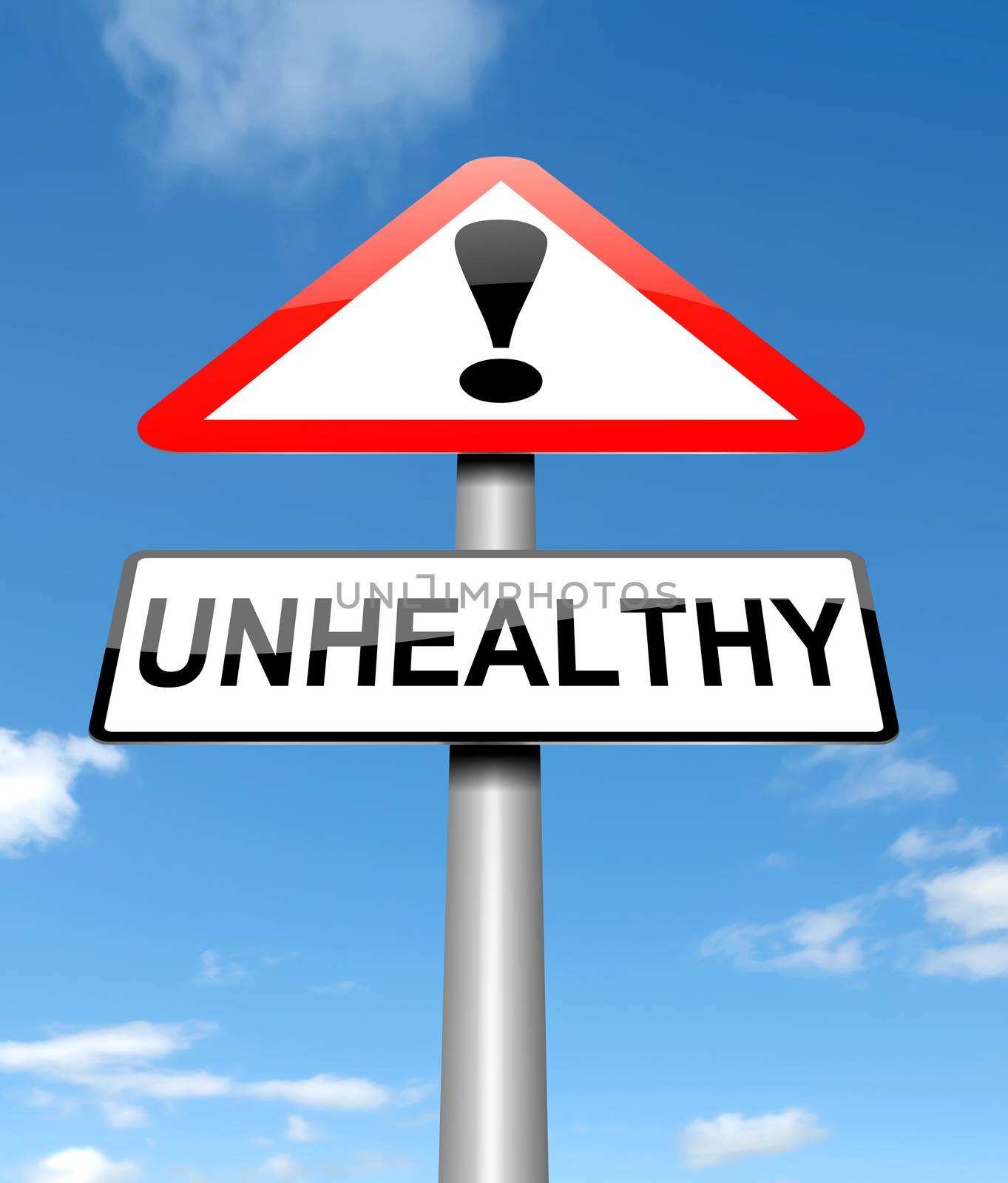 Illustration depicting a sign with an unhealthy concept.