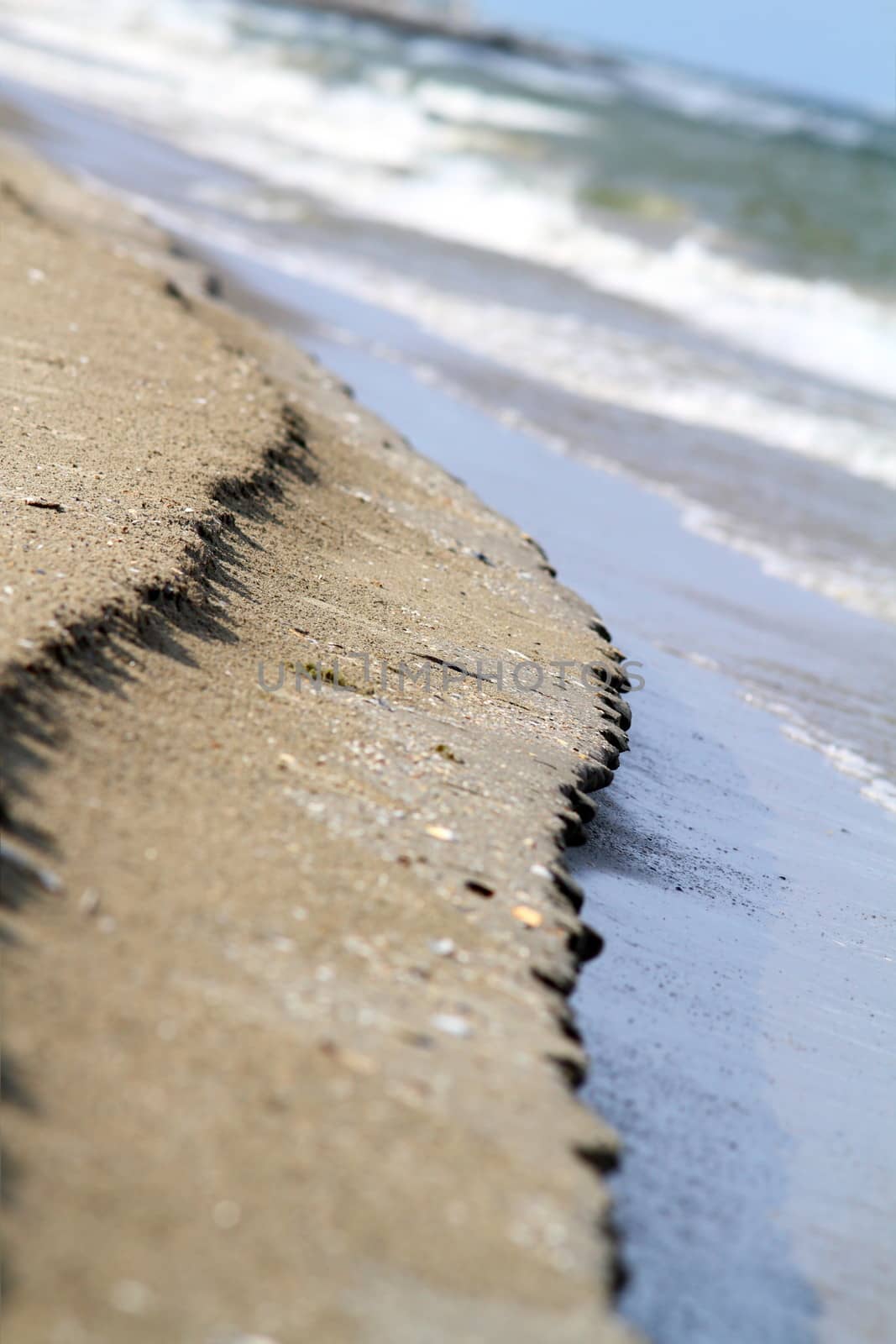 abstract view of sea shore in an overcast day