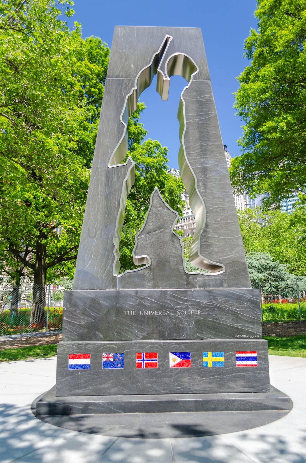 NEW YORK - MAY 27:Korean War Memorial in Battery Park on May 27, 2013. The memorial, dating back 1991, was designed by the artist Mac Adams and honors military who served in the Korean War