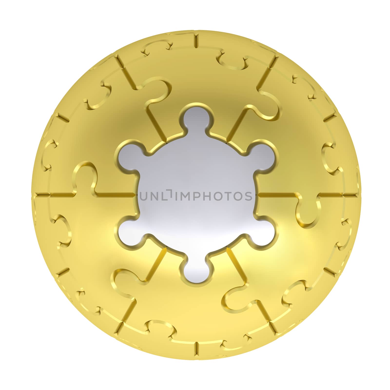 Sphere consisting of puzzles. Isolated render on a white background