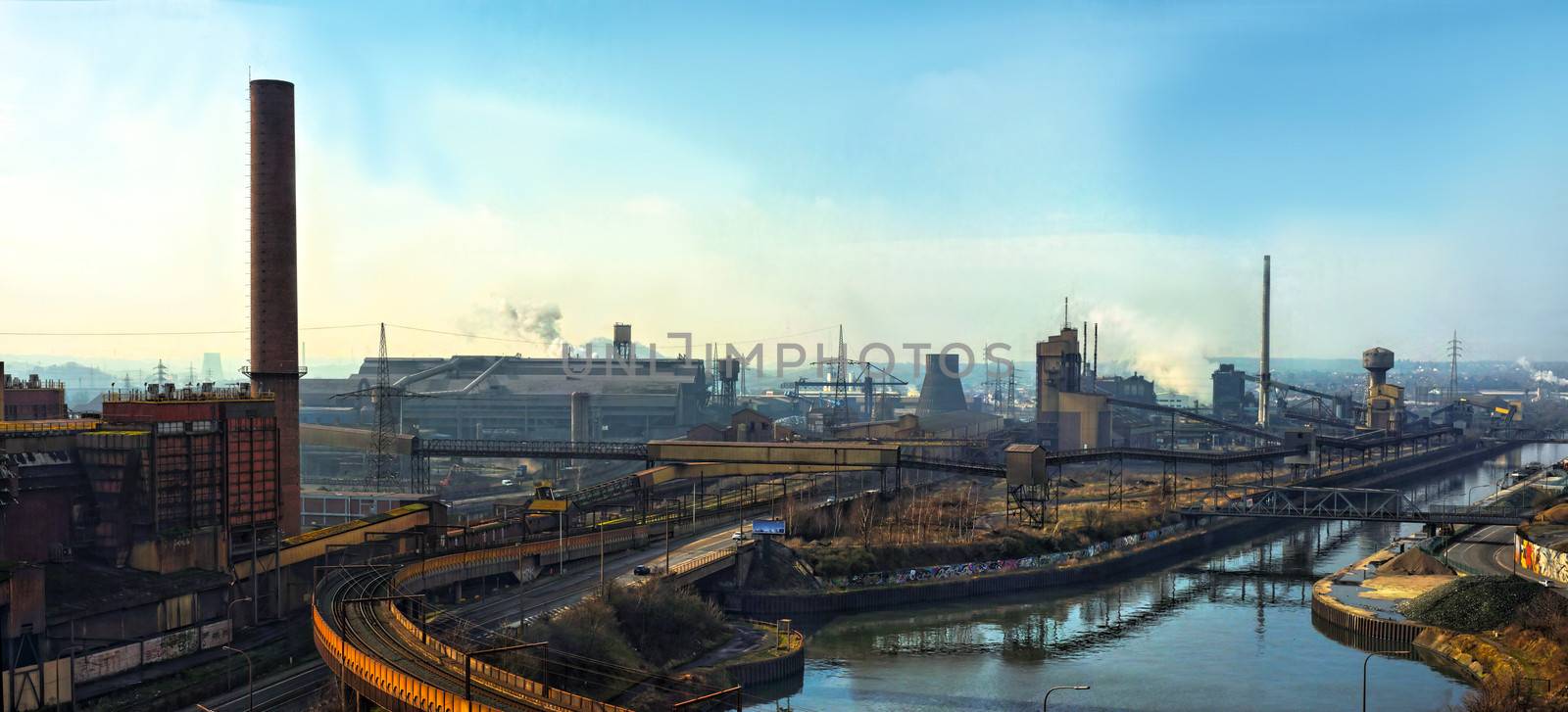 Industrial scene wirh large factory by svedoliver