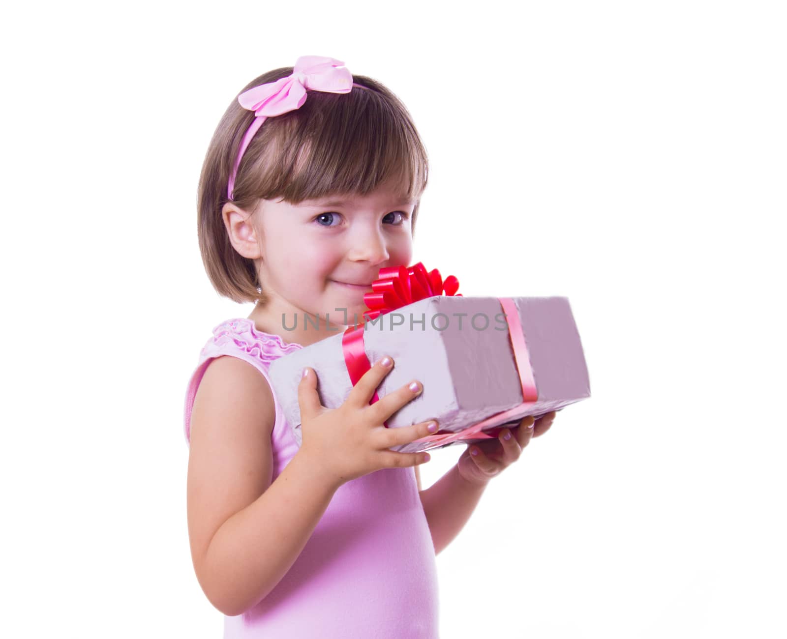 Little girl holding present box by Angel_a