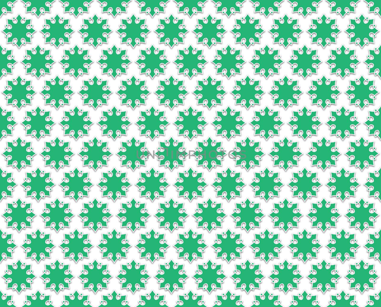 Contour white background green flowered regularly spaced