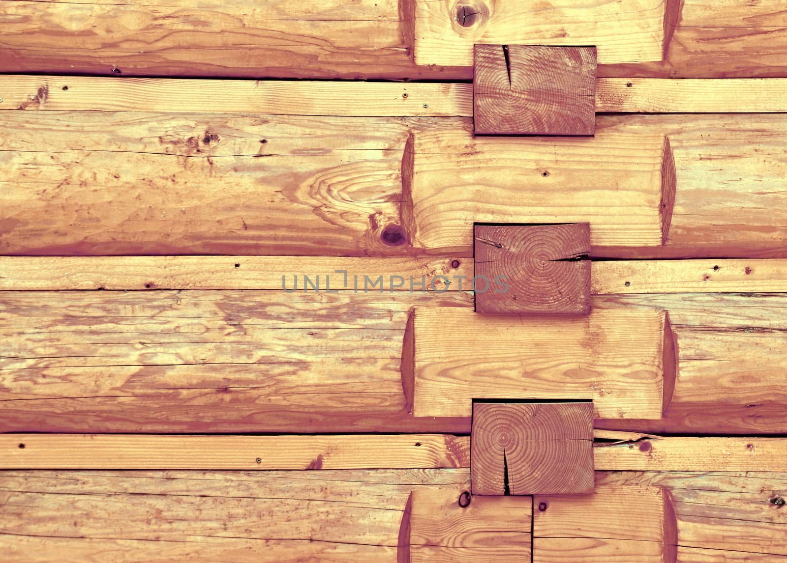 background or texture of a wooden log cabin wall