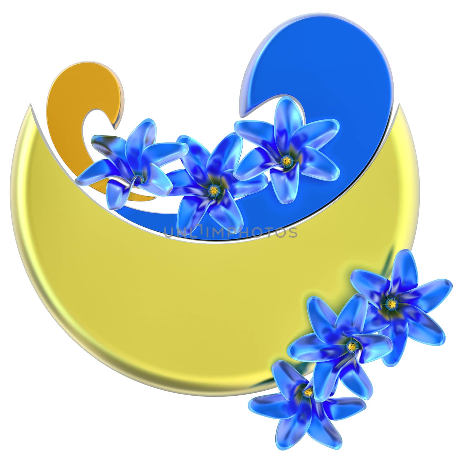 yellow and blue form with blue flowers