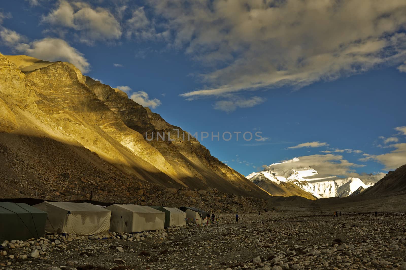 mount everest viewed from Tibet Qomolangma base camp in China