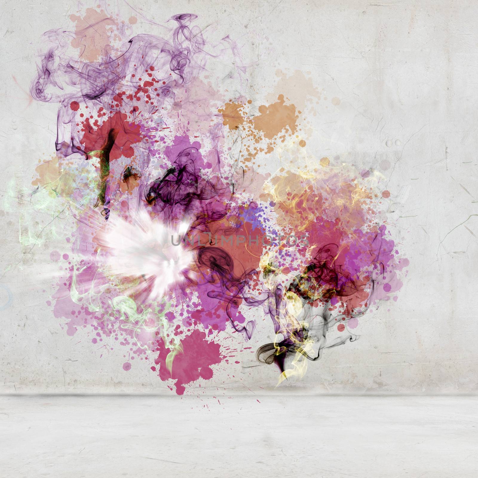 Background image with color fumes and splashes