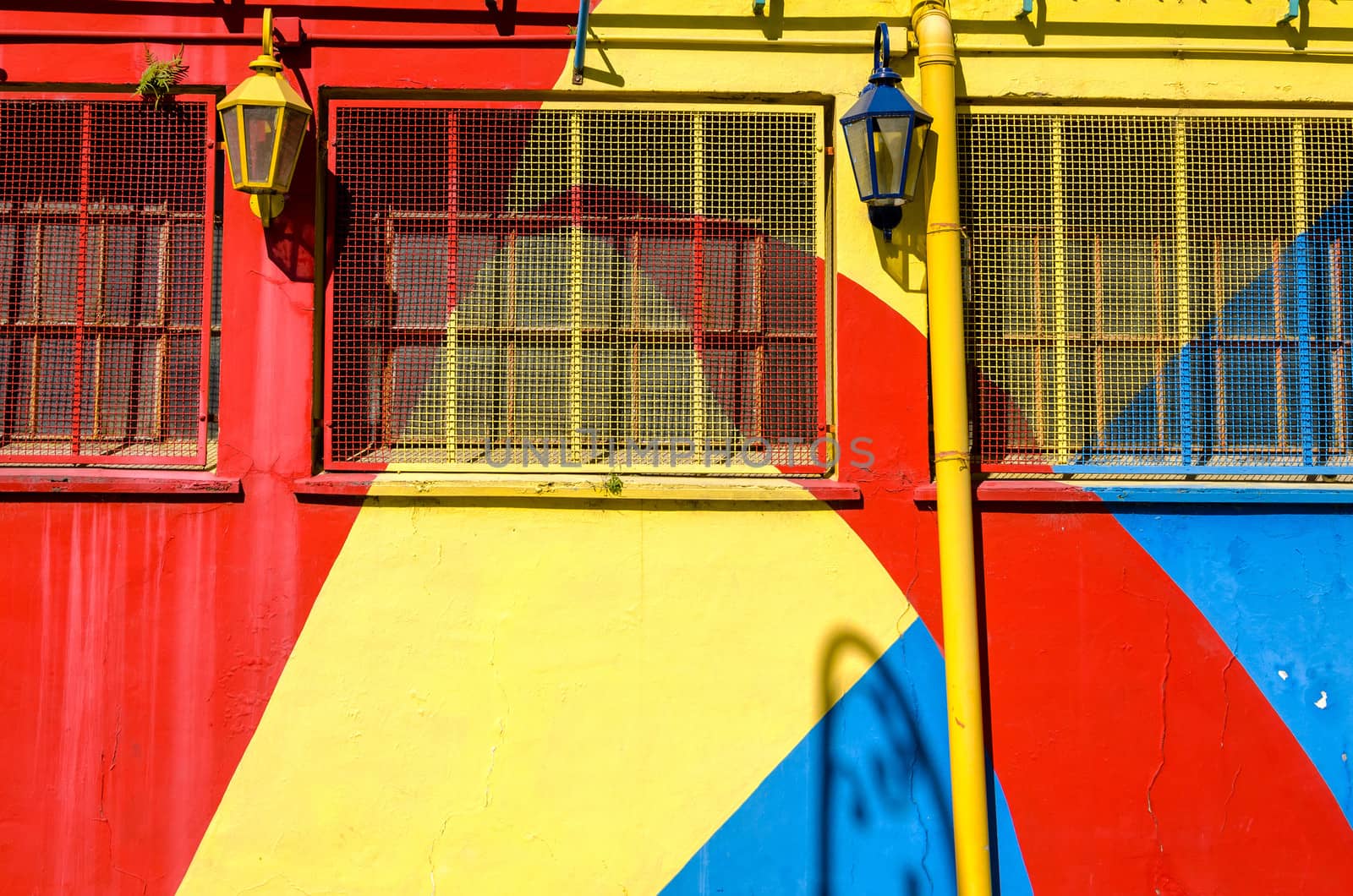 Brightly colored wall in la Boca neighborhood in Buenos Aires, Argentina