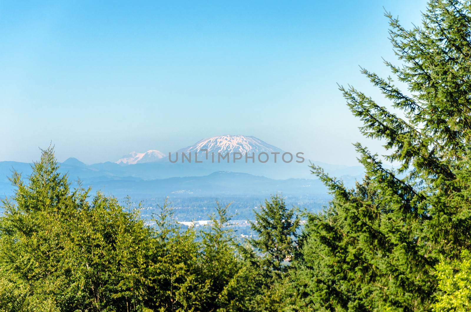 View of Mount St Helens as seen from Portland, Oregon