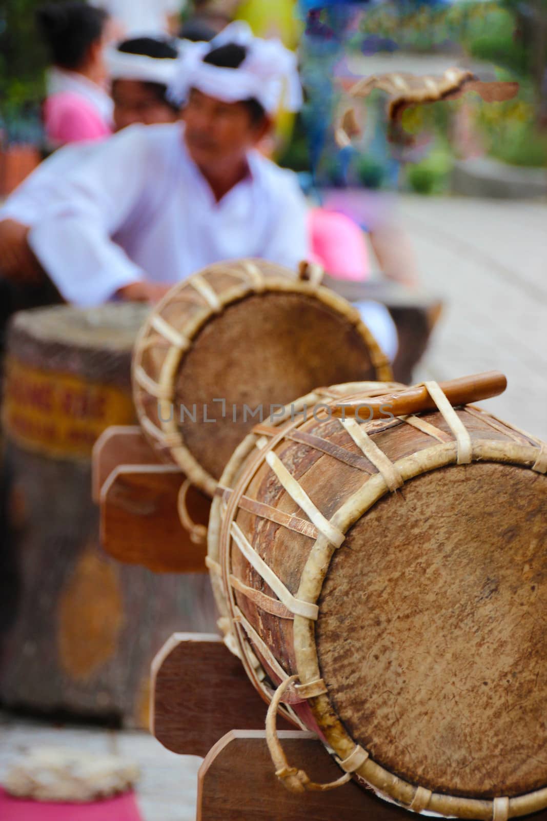 Drums in Po Nagar Hindu Cham temple in Vietnam by tboyajiev