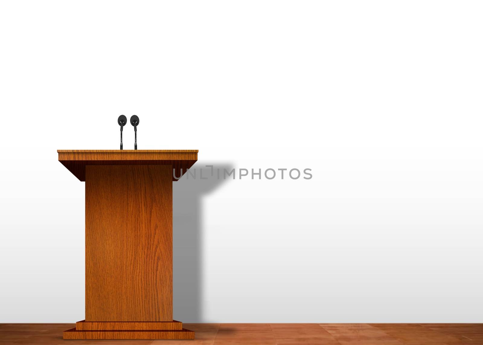 Podium on stage over white