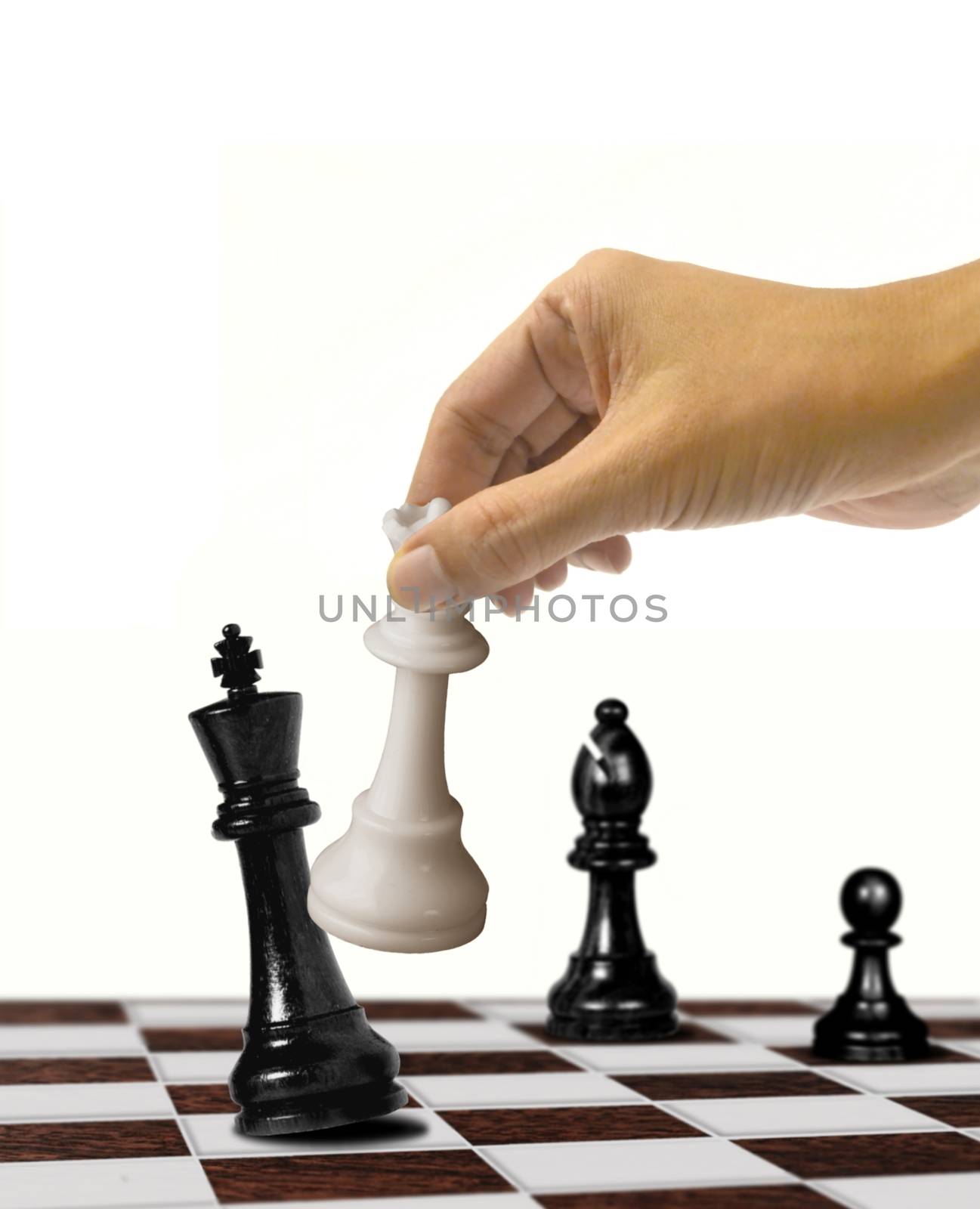 Queen checkmate on king over white