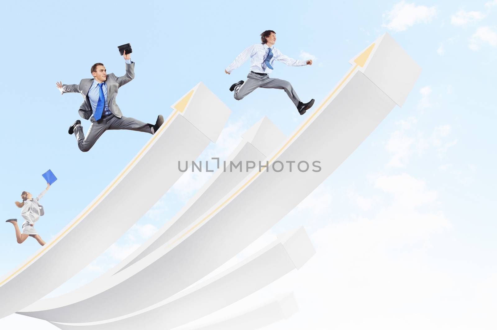 Businesspeople jumping by sergey_nivens