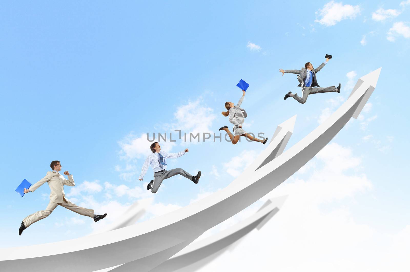 Businesspeople jumping by sergey_nivens