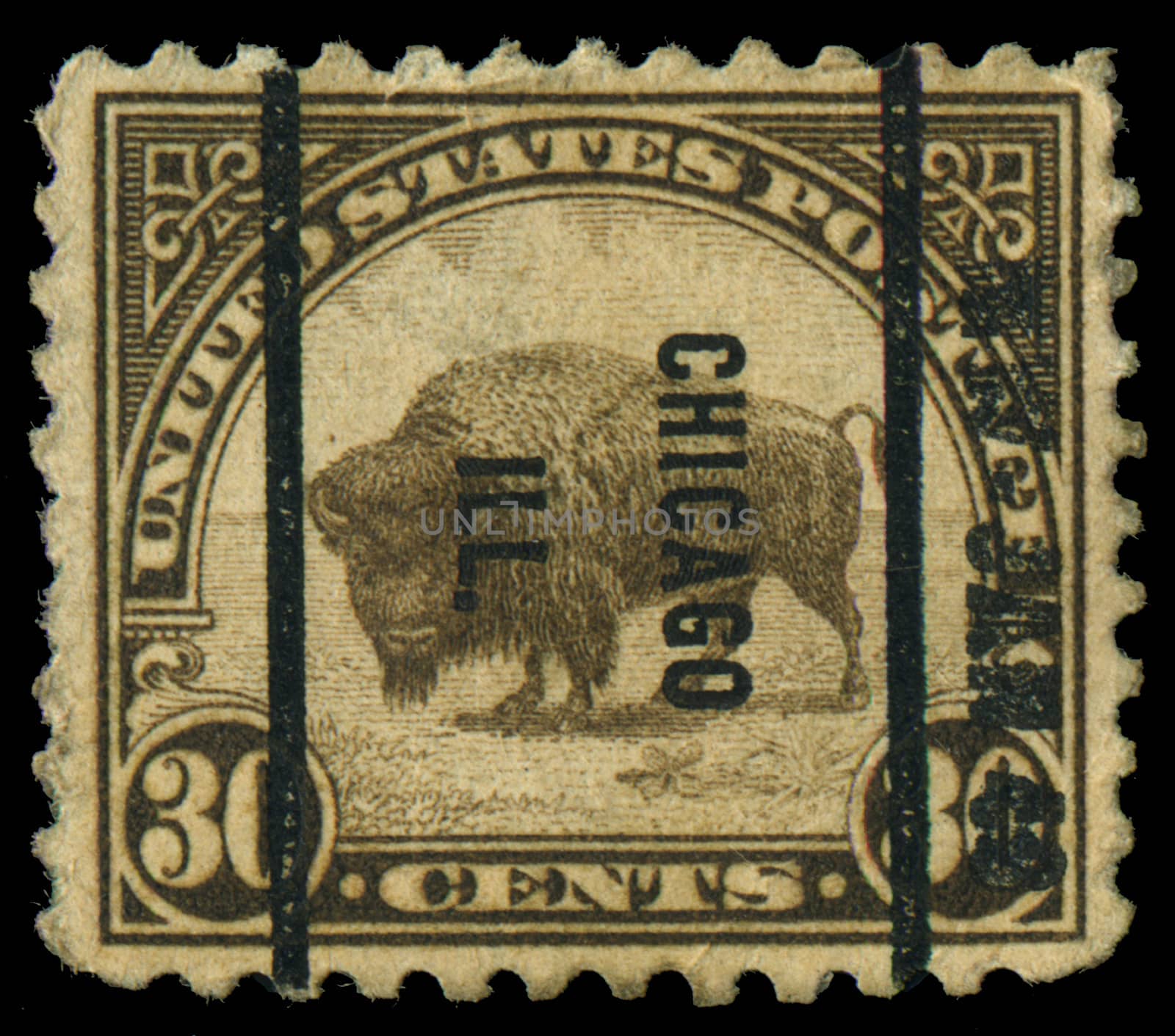 USA - CIRCA 1923: A stamp printed in the United States of America shows American buffalo, circa 1923