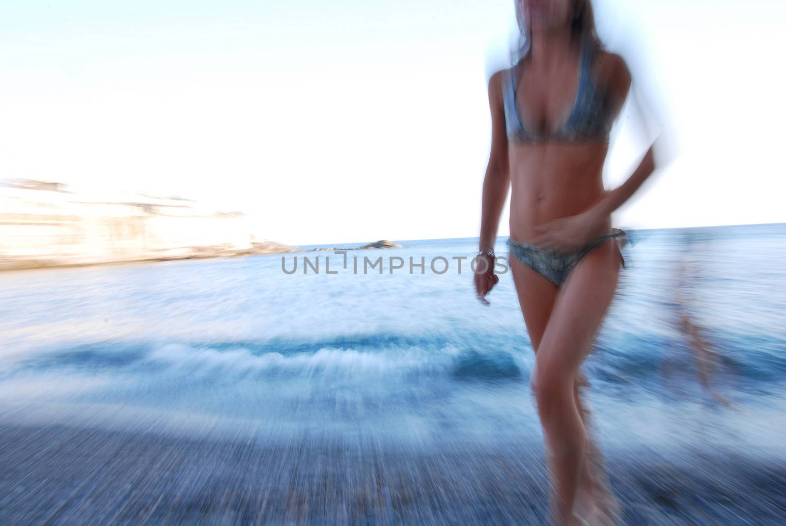 girl at sea on the Ligurian coast