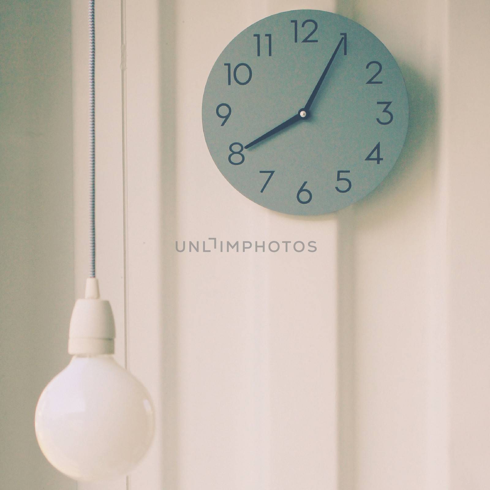Modern lamp with wall clock, retro filter effect