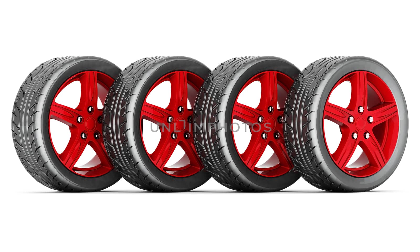 black and red sports wheel on a white background