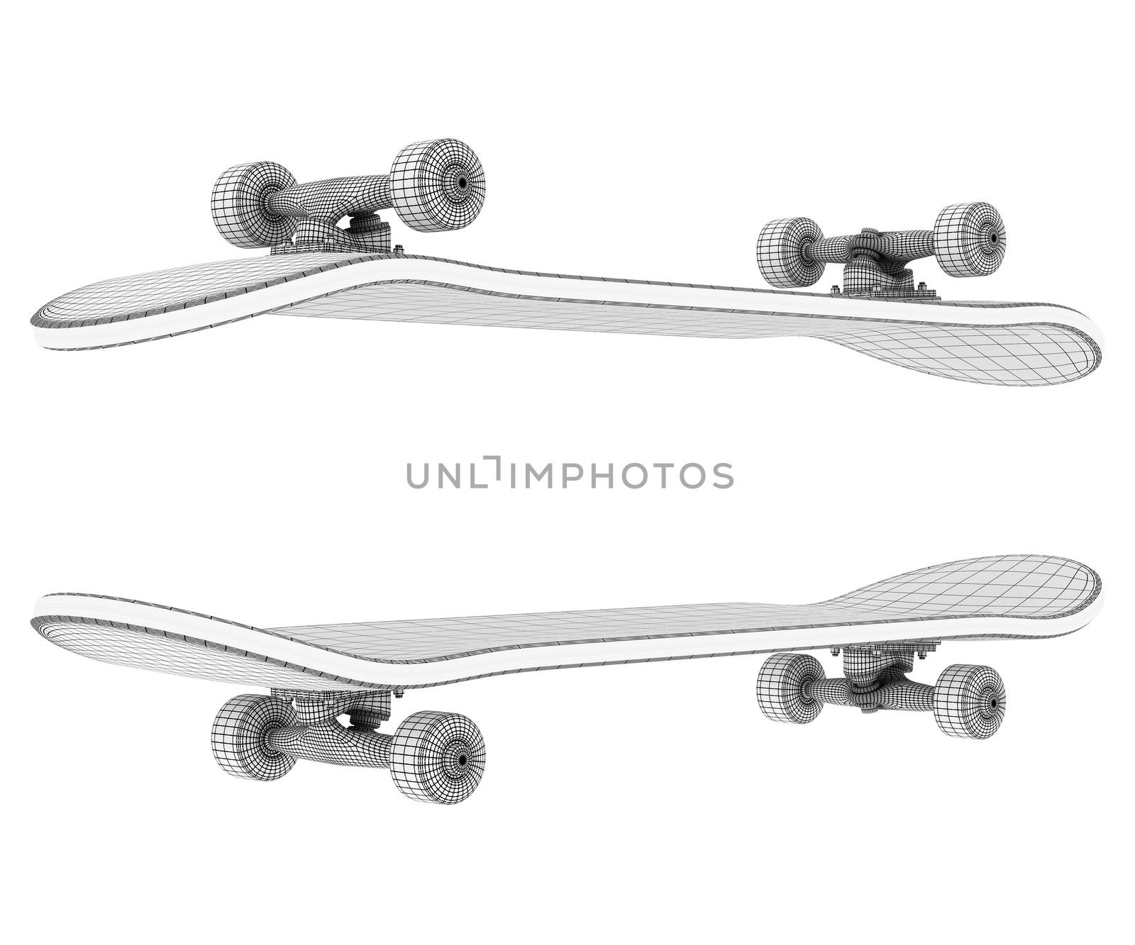 brand new skateboard, pictured on a white background