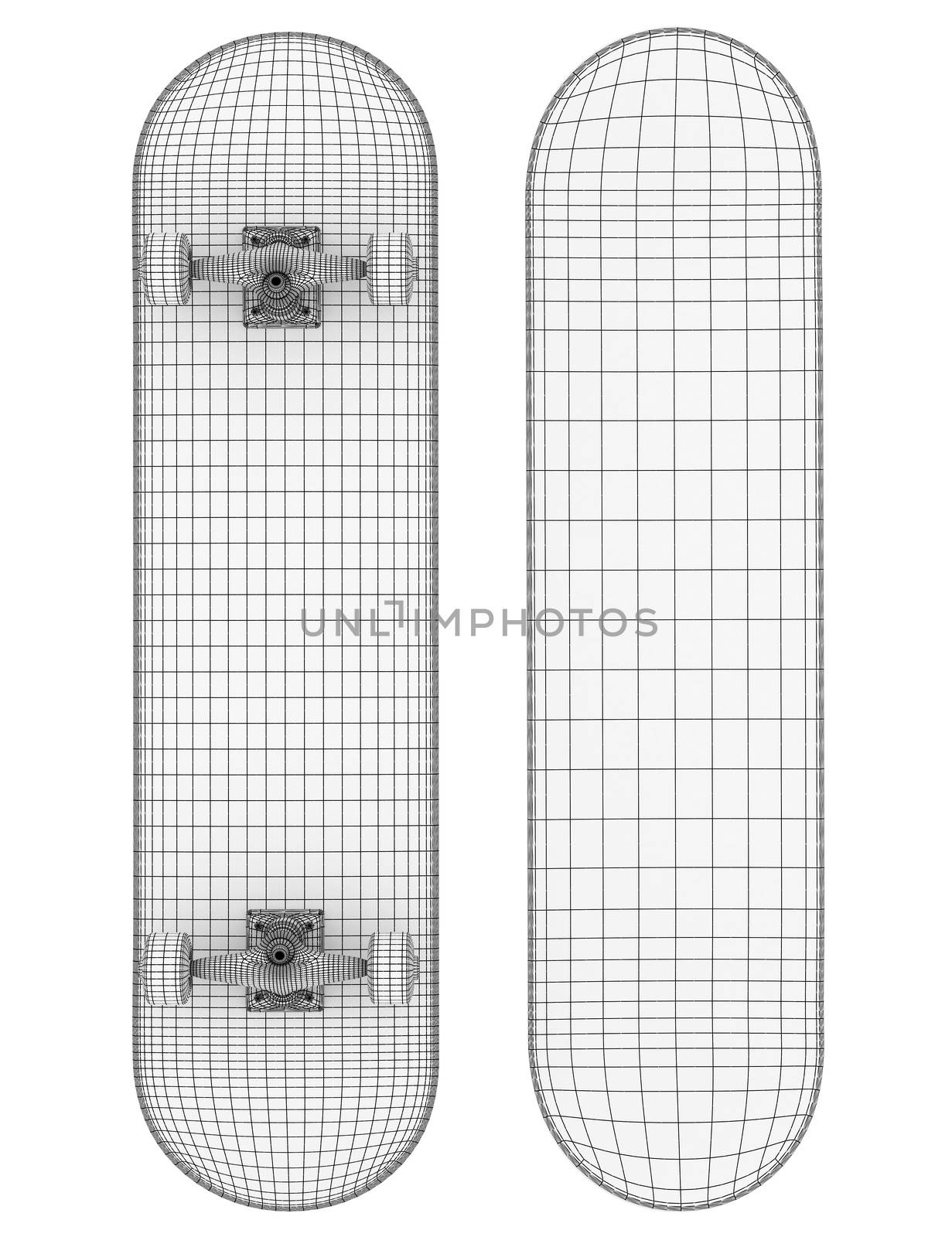 brand new skateboard, pictured on a white background