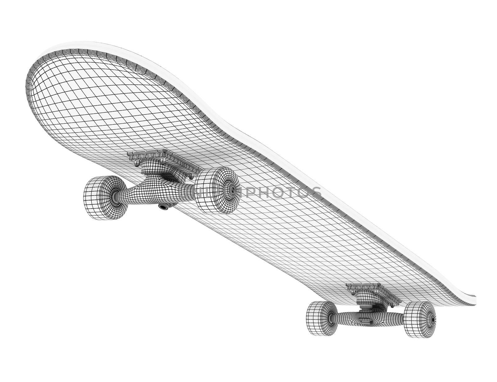 brand new skateboard, pictured on a white background