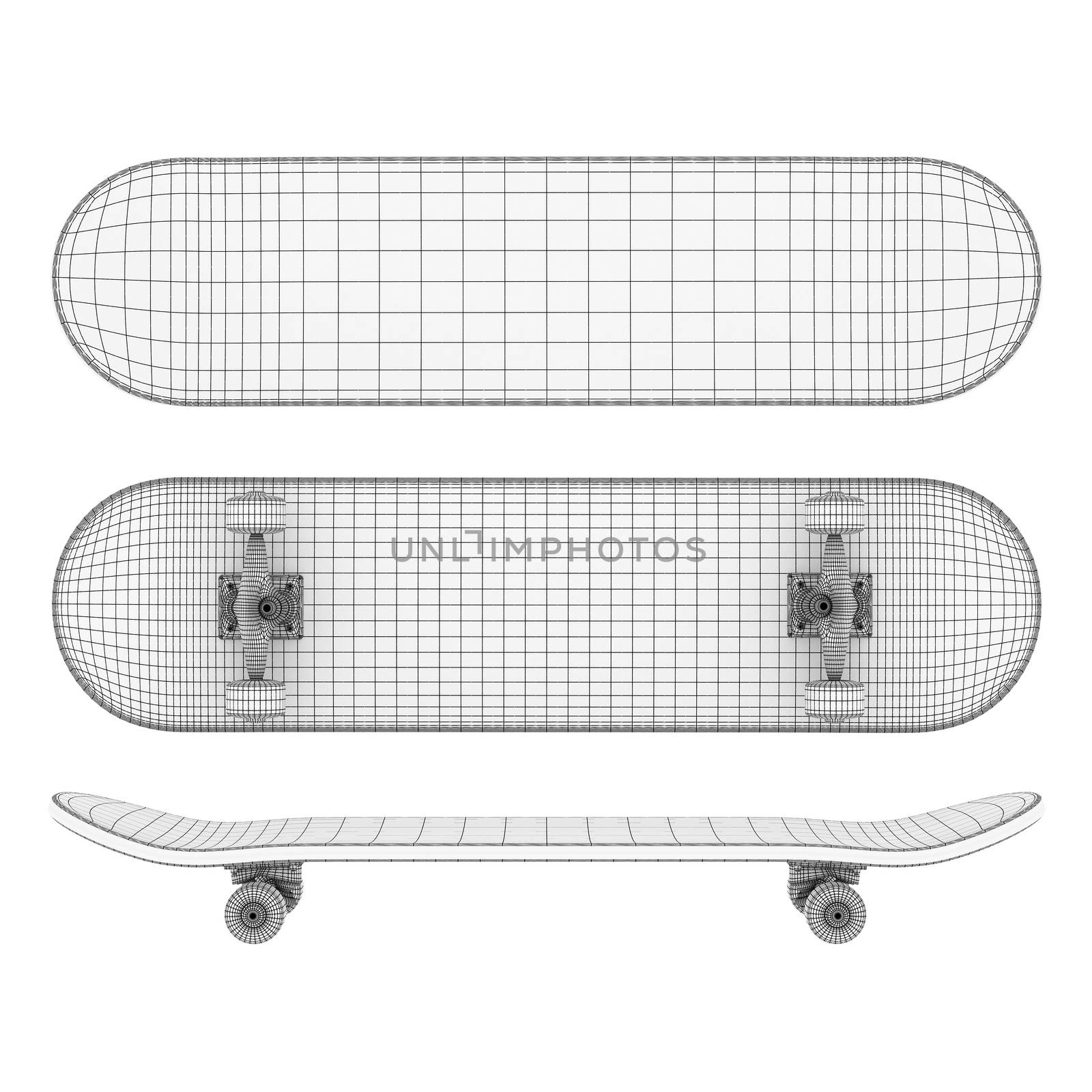brand new skateboard, pictured on a white background