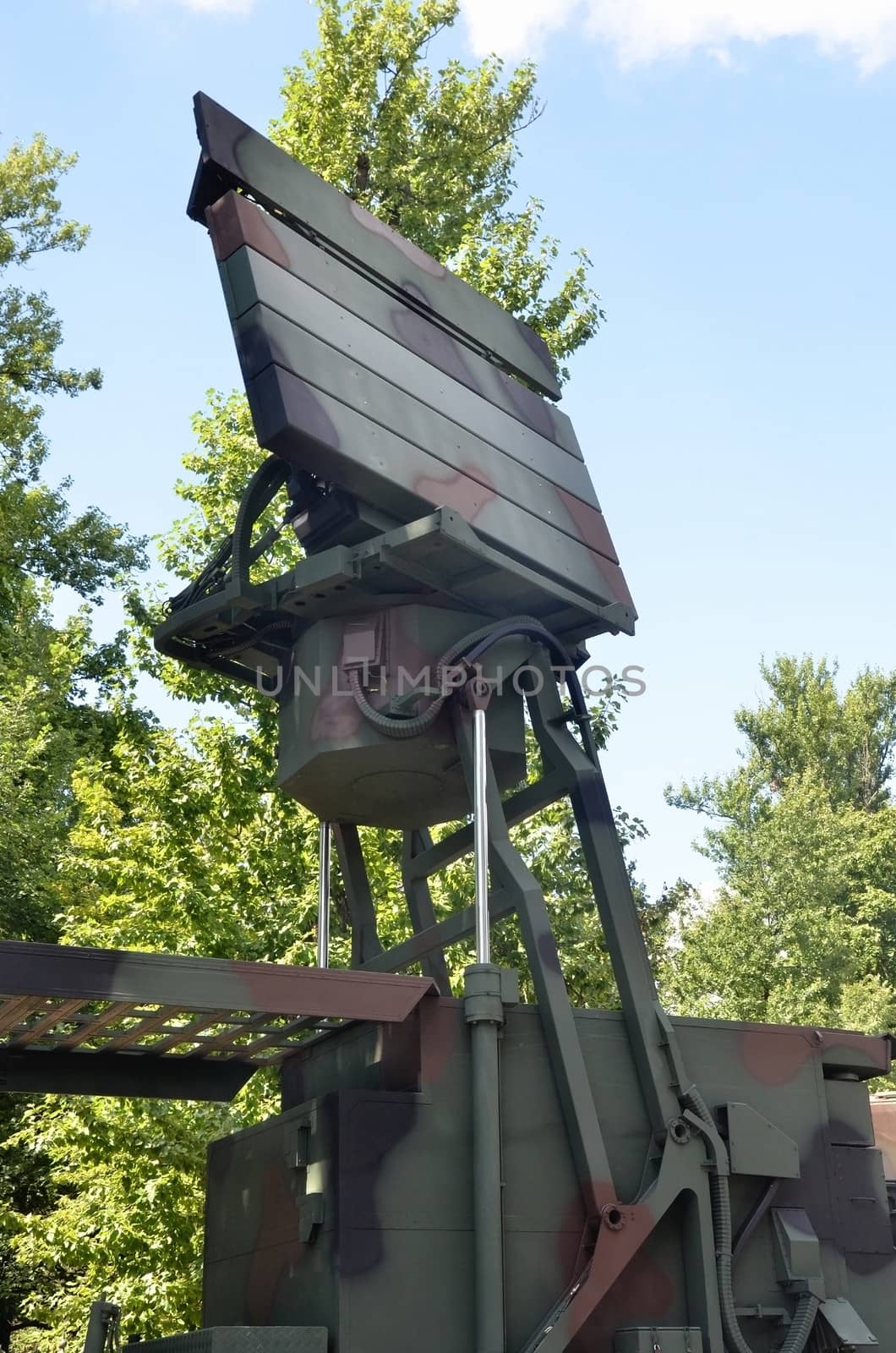 Huge military radar in action.