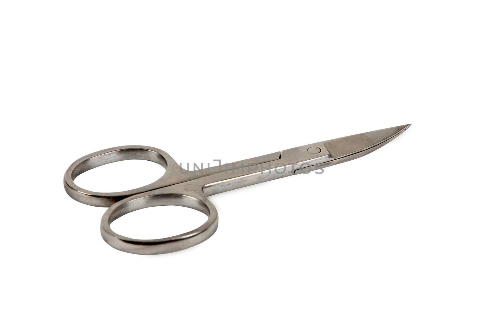 small metal manicure scissors isolated on white background