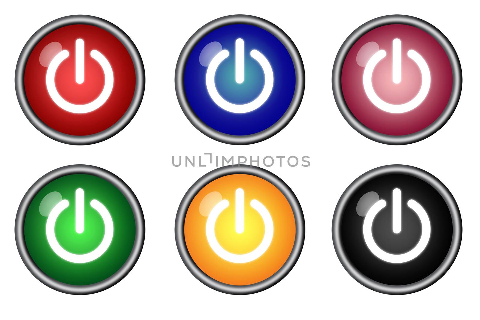 Six Power On Icon Button switch graphics by Balefire9