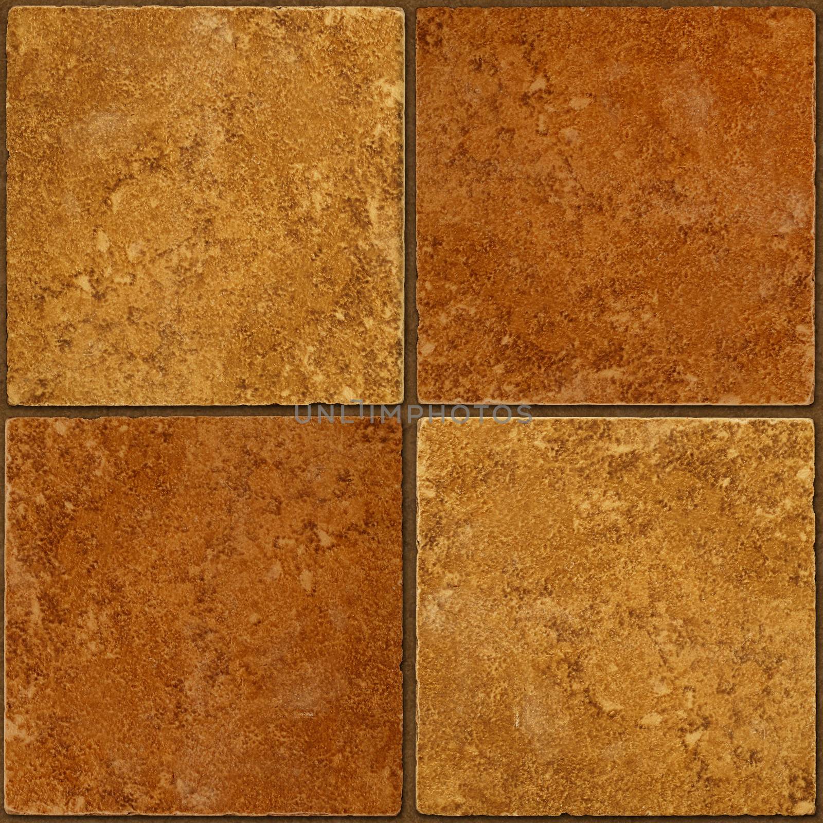 Four ceramic two-tone brown stone tiles seamlessly tileable