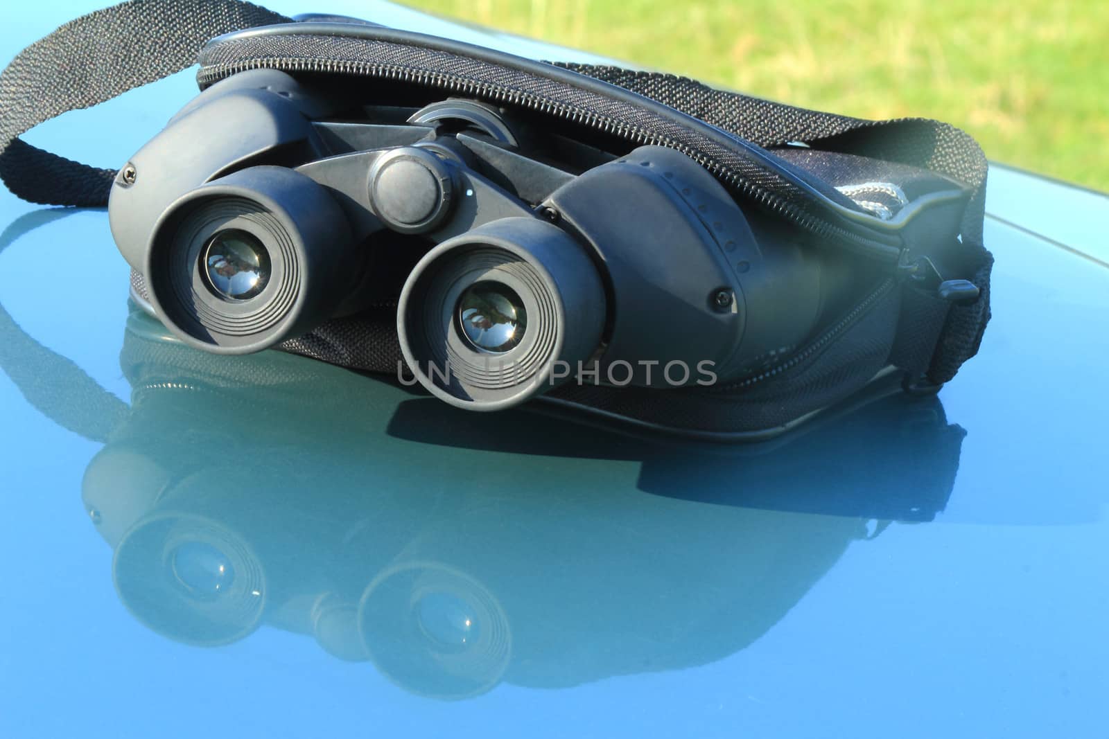 Binoculars in the pouch on the hood of the car. by georgina198